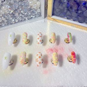 Long coffin custom press-on nails “SUMMER VIBE”